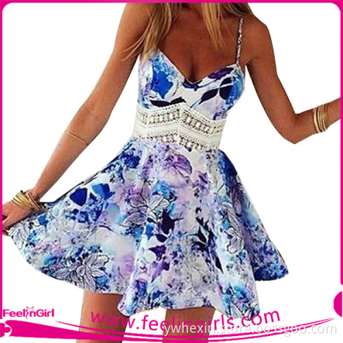 Sexy Deep V-neck Print Hollow Out Straps Sleeveless Skater Dress
Quality Choice